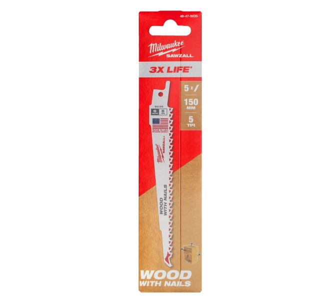 Lama pentru ferăstrău sabie Milwaukee 150 mm x 5 TPI